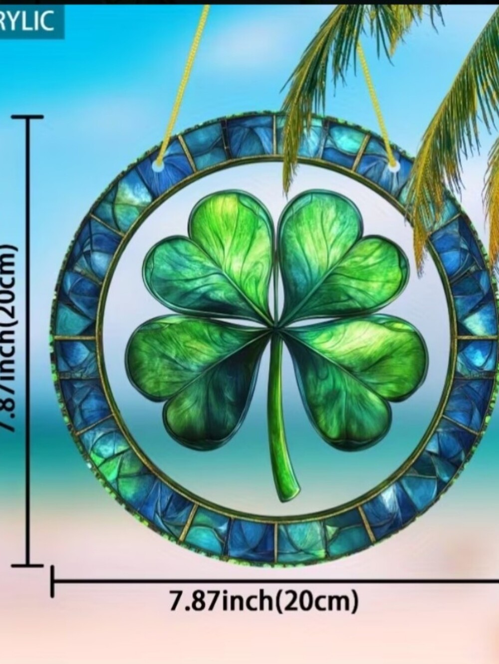 Green Stained Acrylic Four-Leaf Clover Hanging Wall Accent - Picture 2 of 8